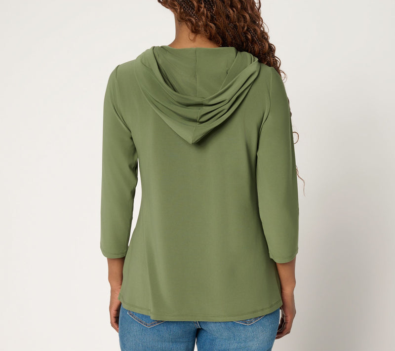 Women with Control La Roma Jersey Hooded Top with Stripe Detail — View 4