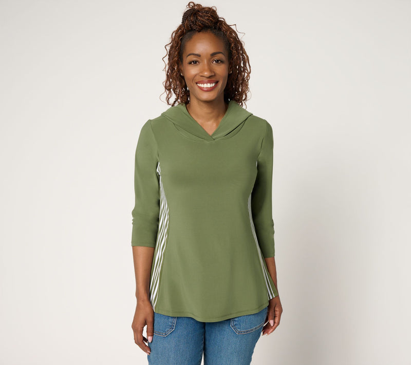 Women with Control La Roma Jersey Hooded Top with Stripe Detail — Main view