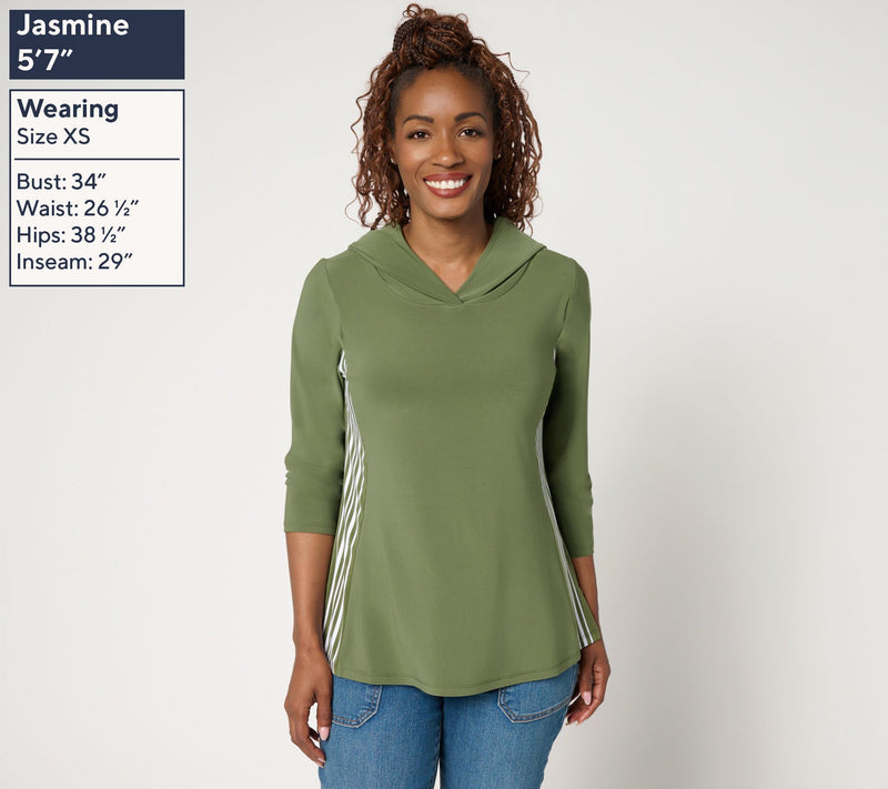 Women with Control La Roma Jersey Hooded Top with Stripe Detail — View 3