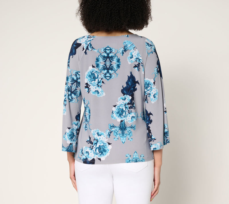 Women with Control Como Jersey Printed Blouse — View 4