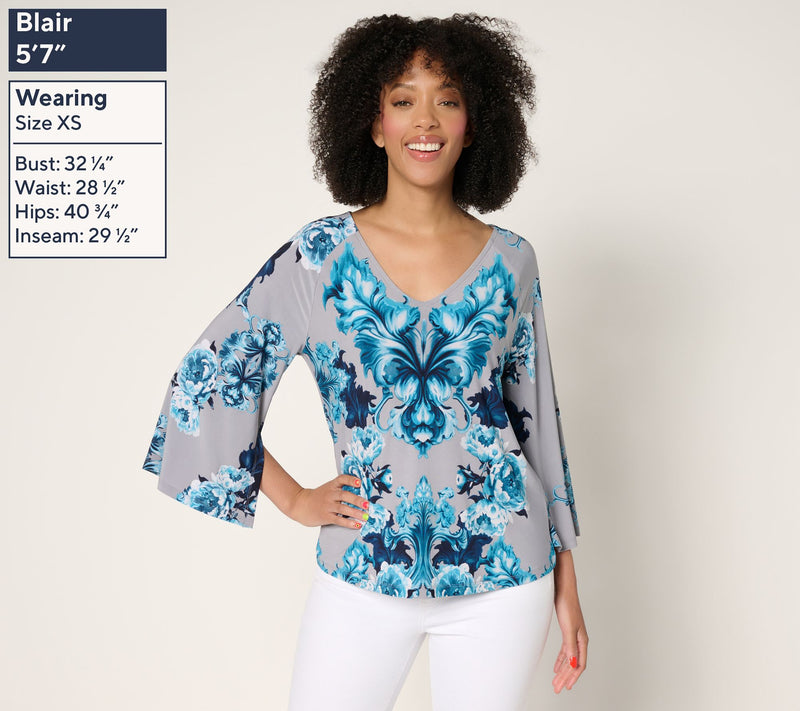 Women with Control Como Jersey Printed Blouse — View 3
