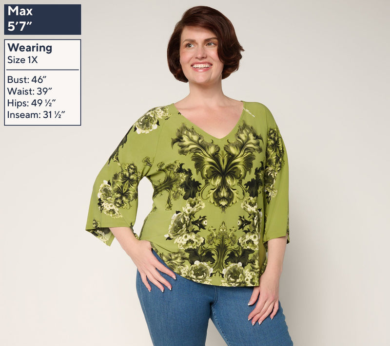 Women with Control Como Jersey Printed Blouse — View 2