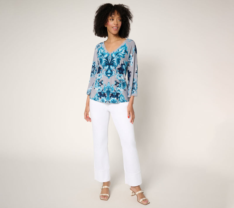 Women with Control Como Jersey Printed Blouse — View 5