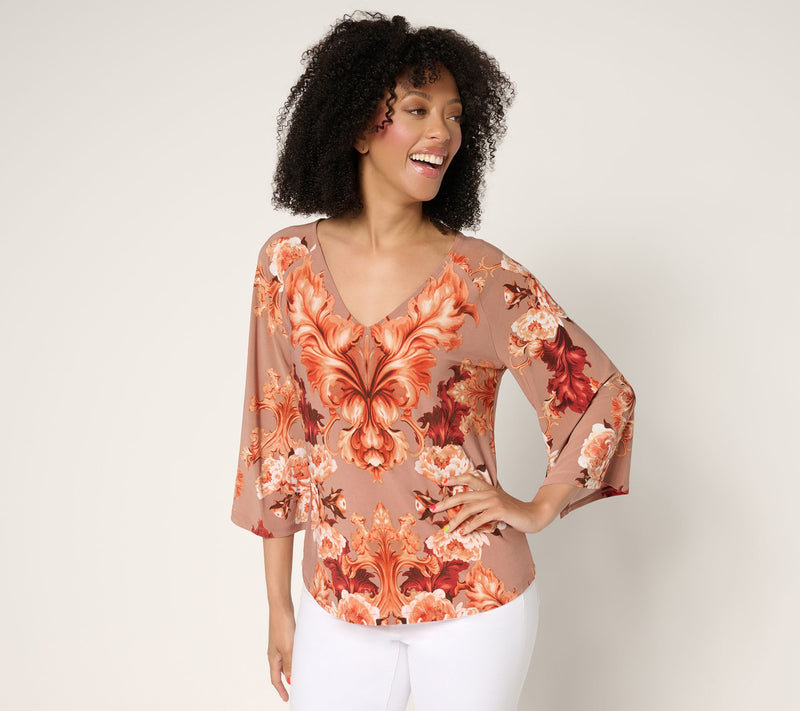 Women with Control Como Jersey Printed Blouse — View 12