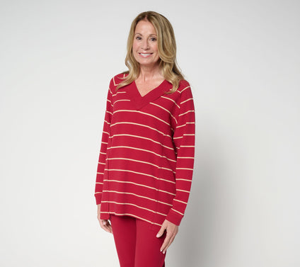 Women with Control Jacquard Stripe Top