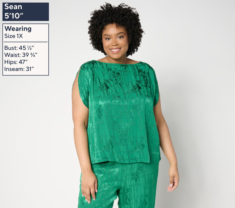 Carla Rockmore Collection Split Sleeve Foil Blouse — View 10