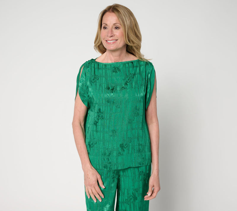 Carla Rockmore Collection Split Sleeve Foil Blouse — View 5
