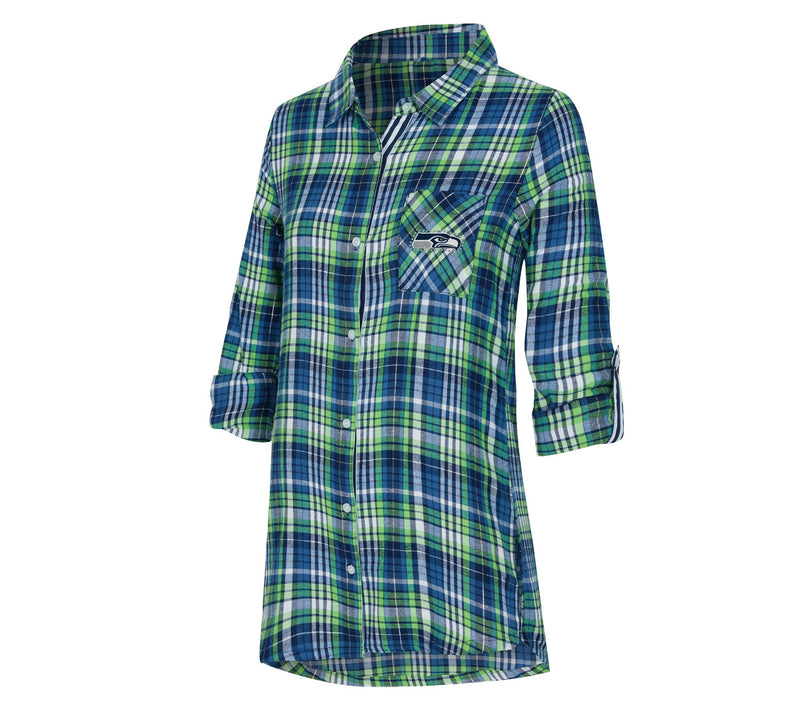 NFL Officially Licensed Women's Plaid Shirt w/ Rhinestones — View 44