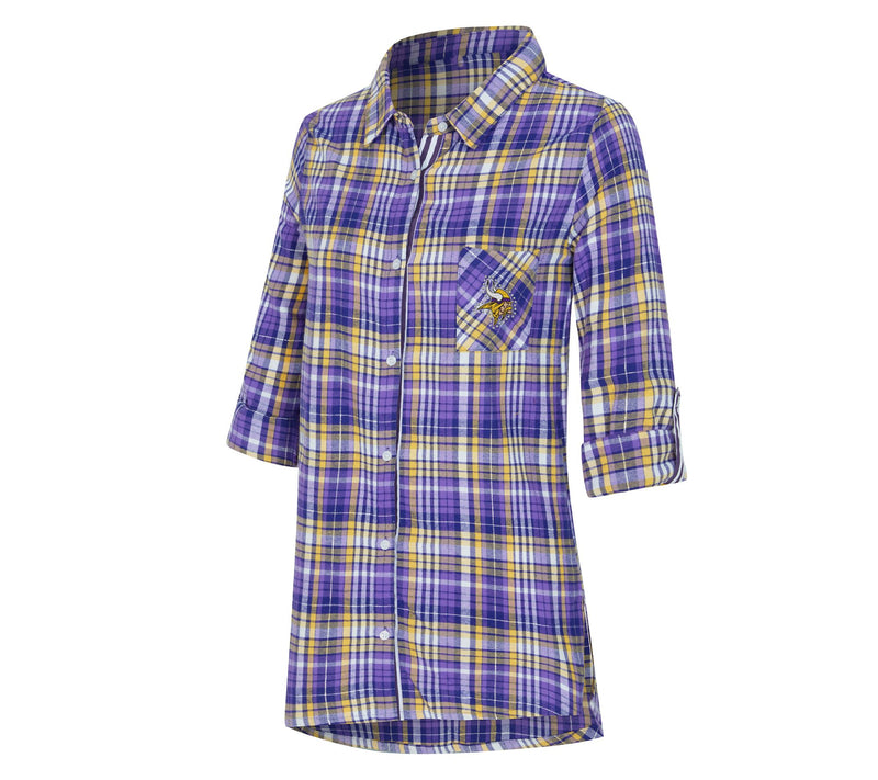 NFL Officially Licensed Women's Plaid Shirt w/ Rhinestones — View 40