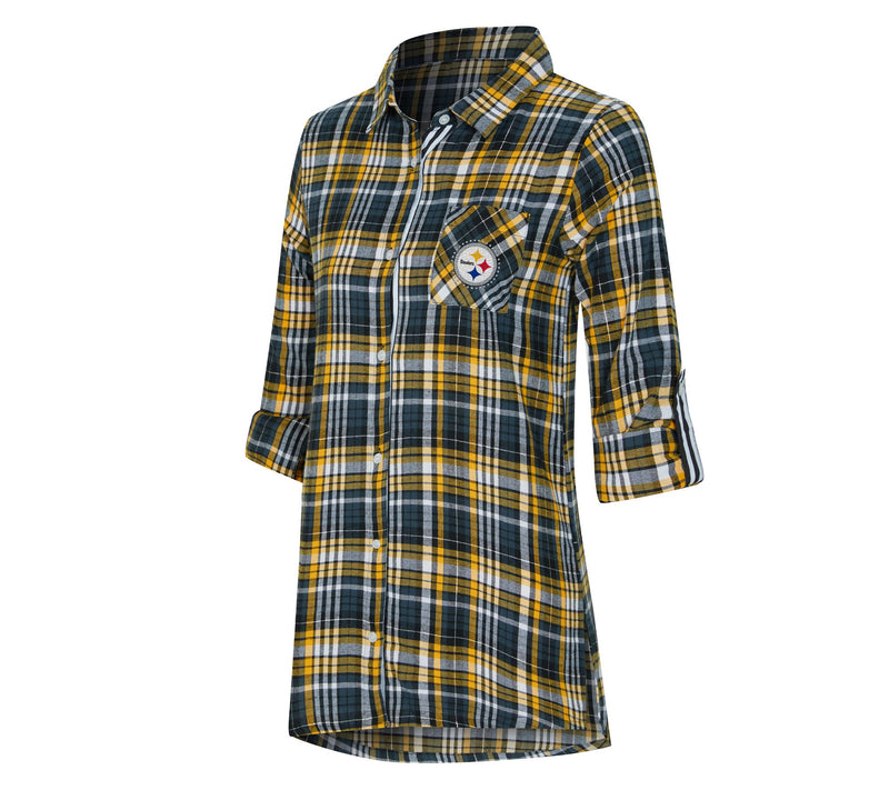 NFL Officially Licensed Women's Plaid Shirt w/ Rhinestones — View 47
