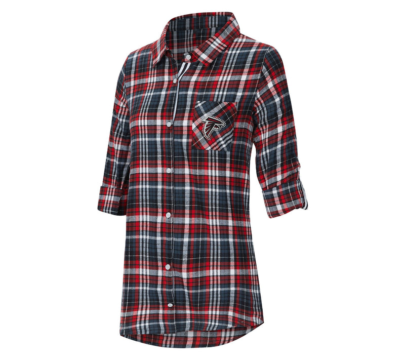 NFL Officially Licensed Women's Plaid Shirt w/ Rhinestones — View 59