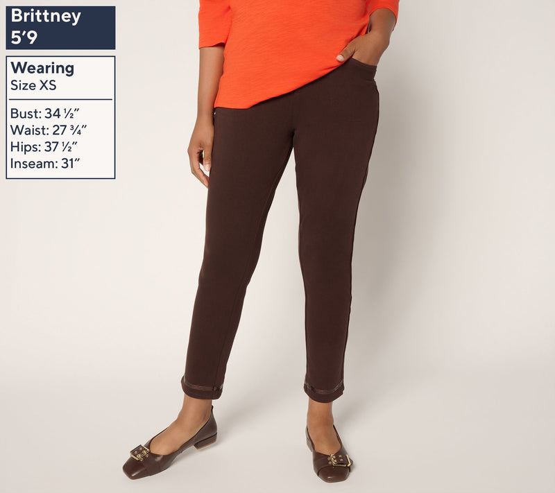 Quacker Factory DreamJeannes Regular Sequin Trim Ankle Pants — View 3