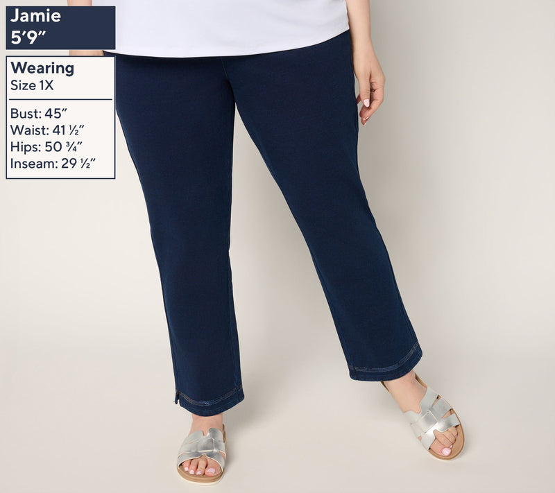 Quacker Factory DreamJeannes Regular Sequin Trim Ankle Pants — View 2