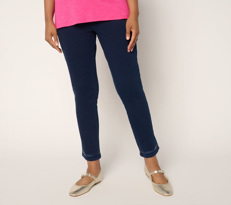 Quacker Factory DreamJeannes Regular Sequin Trim Ankle Pants — View 12