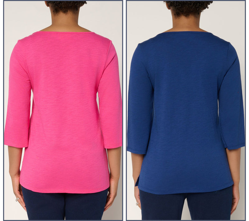 Quacker Factory Set of 2 Sequin Pocket 3/4 Sleeve Tops — View 10