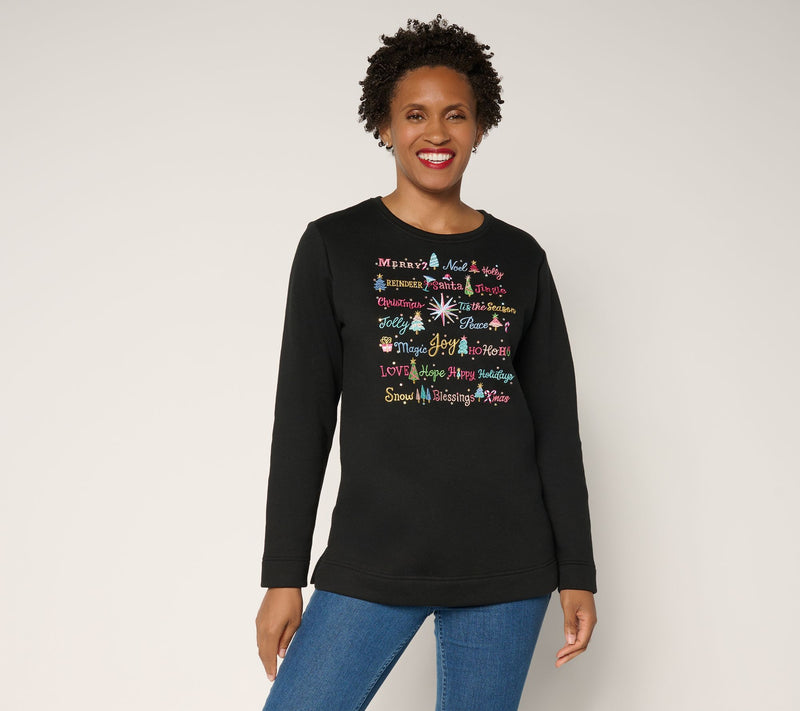 Quacker Factory Merry and Bright Long Sleeve Sweatshirt — View 10
