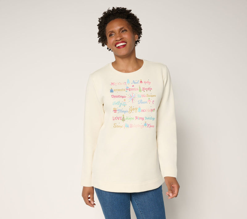 Quacker Factory Merry and Bright Long Sleeve Sweatshirt — View 11
