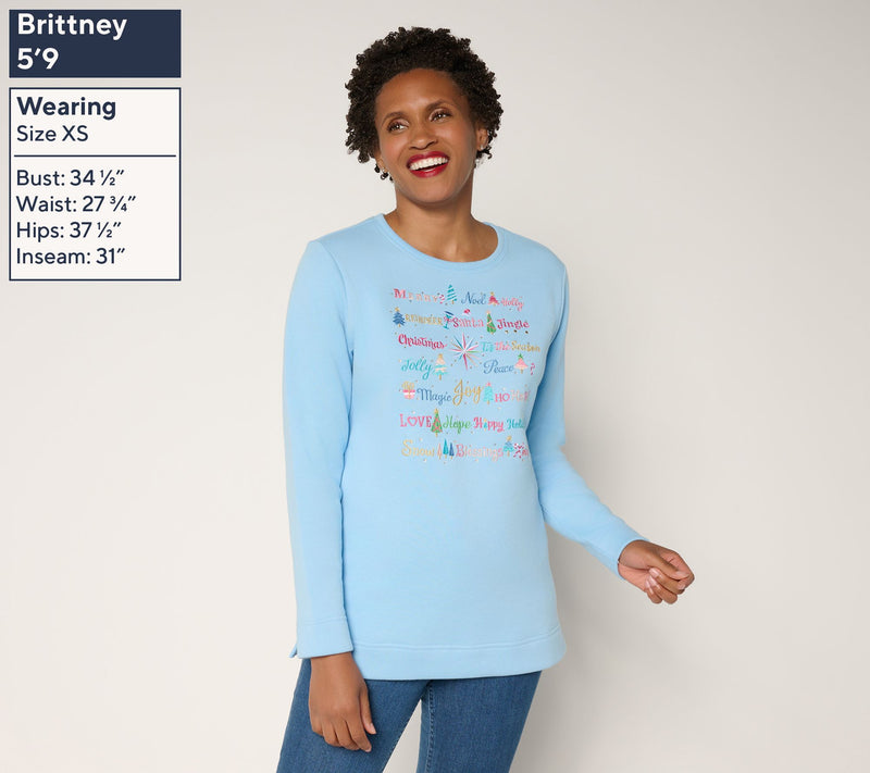Quacker Factory Merry and Bright Long Sleeve Sweatshirt — View 3