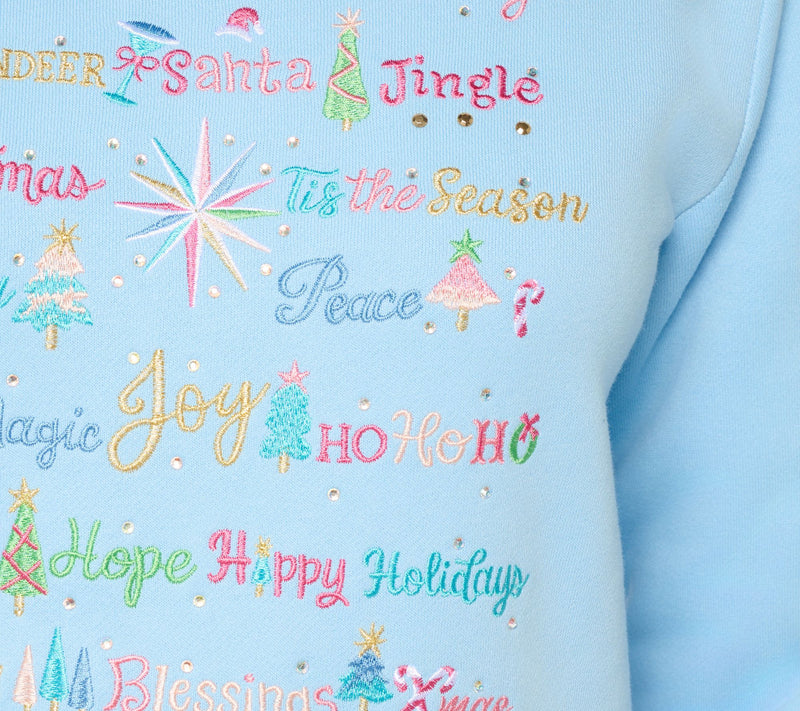 Quacker Factory Merry and Bright Long Sleeve Sweatshirt — View 6