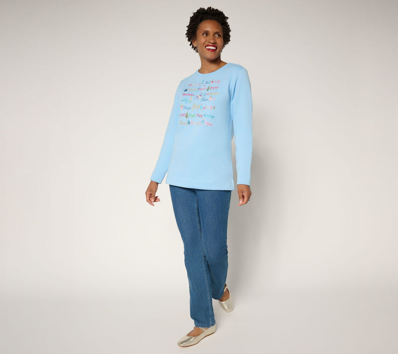 Quacker Factory Merry and Bright Long Sleeve Sweatshirt — View 5