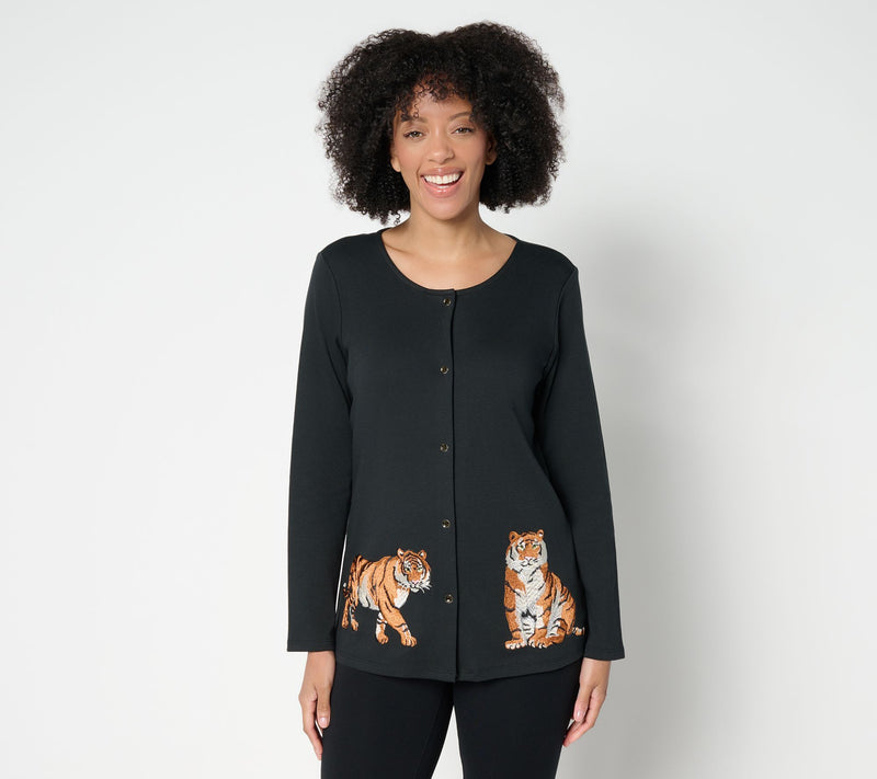 Quacker Factory On the Prowl Snap-Front Cardigan — View 5