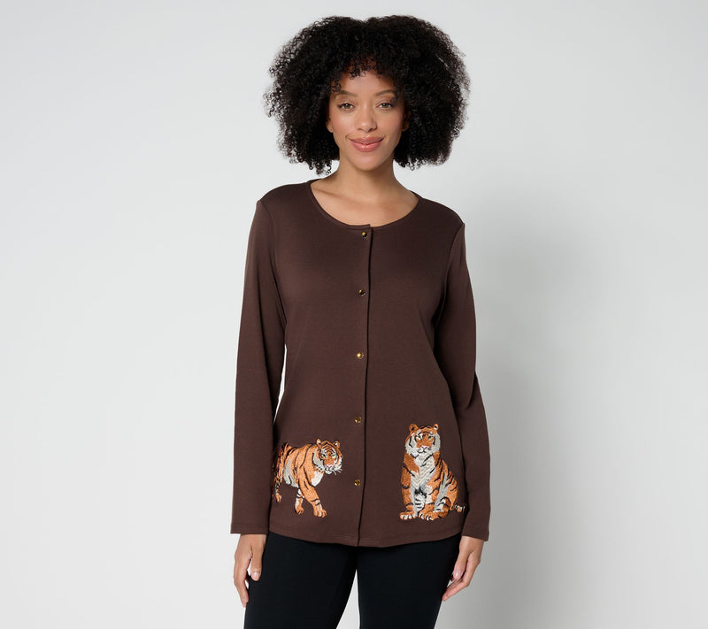 Quacker Factory On the Prowl Snap-Front Cardigan — Main view