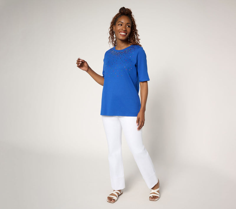 Quacker Factory Color Pop Sequin Elbow Sleeve Top — View 5