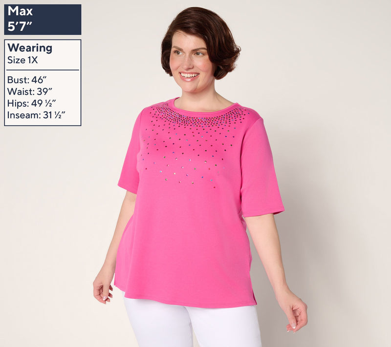 Quacker Factory Color Pop Sequin Elbow Sleeve Top — View 2