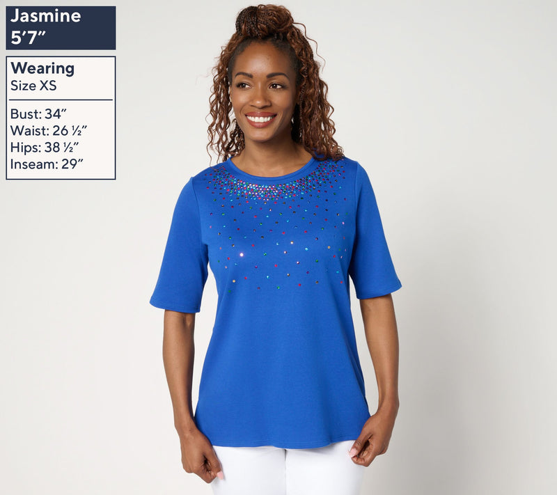 Quacker Factory Color Pop Sequin Elbow Sleeve Top — View 3