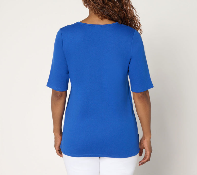 Quacker Factory Color Pop Sequin Elbow Sleeve Top — View 4