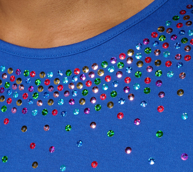 Quacker Factory Color Pop Sequin Elbow Sleeve Top — View 6