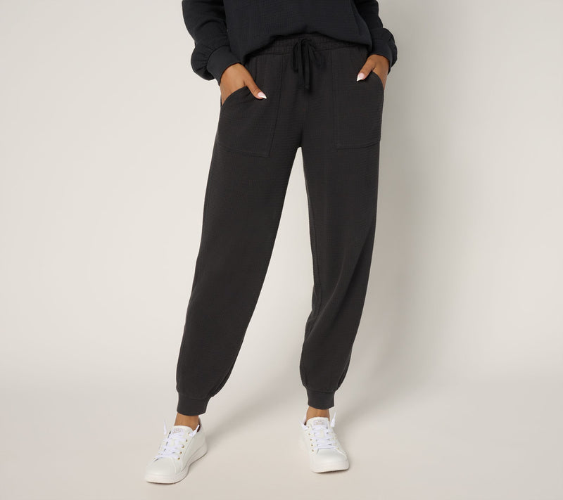 AnyBody Petite Washed Waffle Knit Joggers — View 3