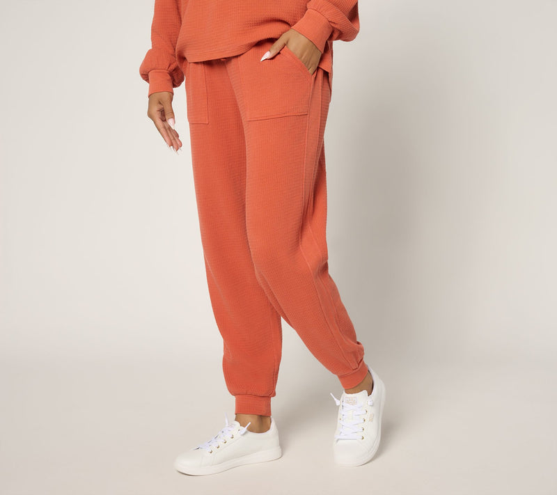AnyBody Petite Washed Waffle Knit Joggers — View 5