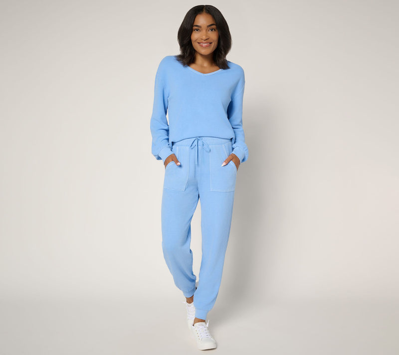 AnyBody Petite Washed Waffle Knit Joggers — View 17