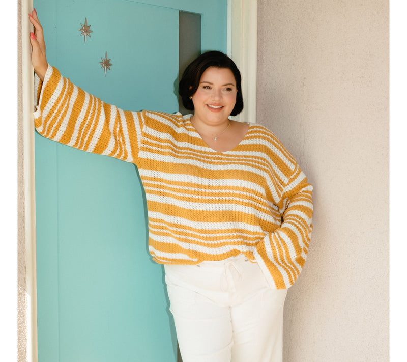 Me by Jennie Garth Hoppe Striped 100% Cotton Sweater — View 14