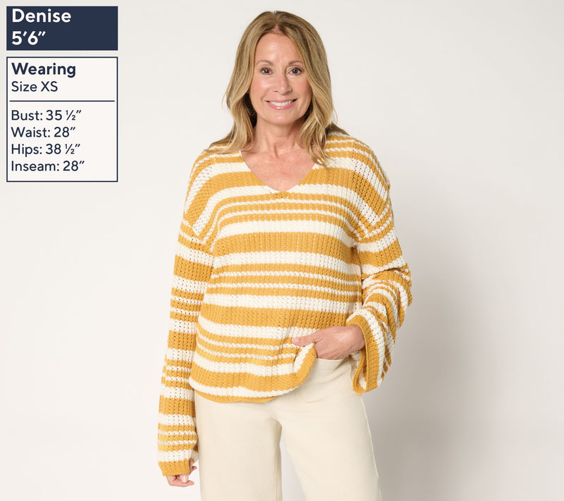 Me by Jennie Garth Hoppe Striped 100% Cotton Sweater — View 9