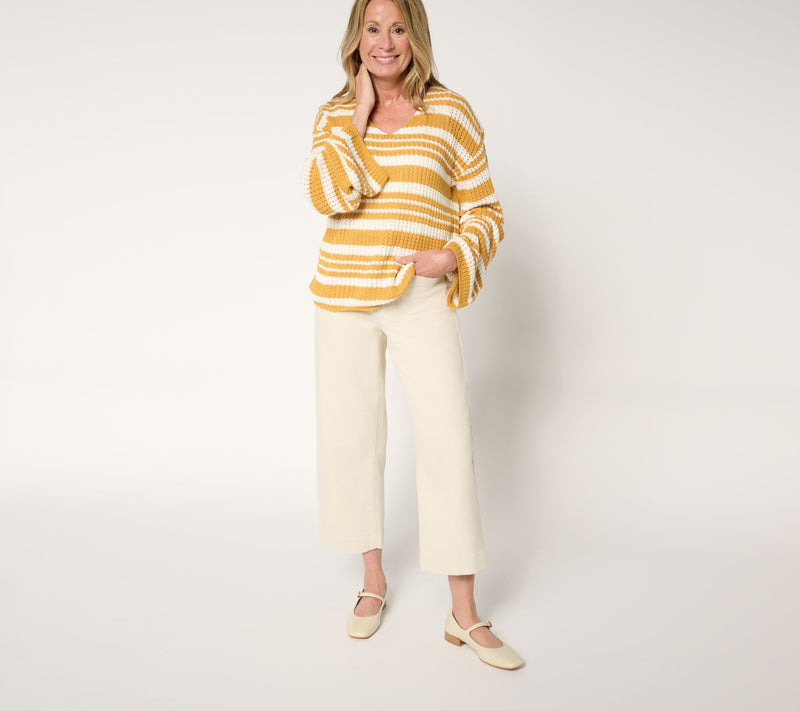 Me by Jennie Garth Hoppe Striped 100% Cotton Sweater — View 11