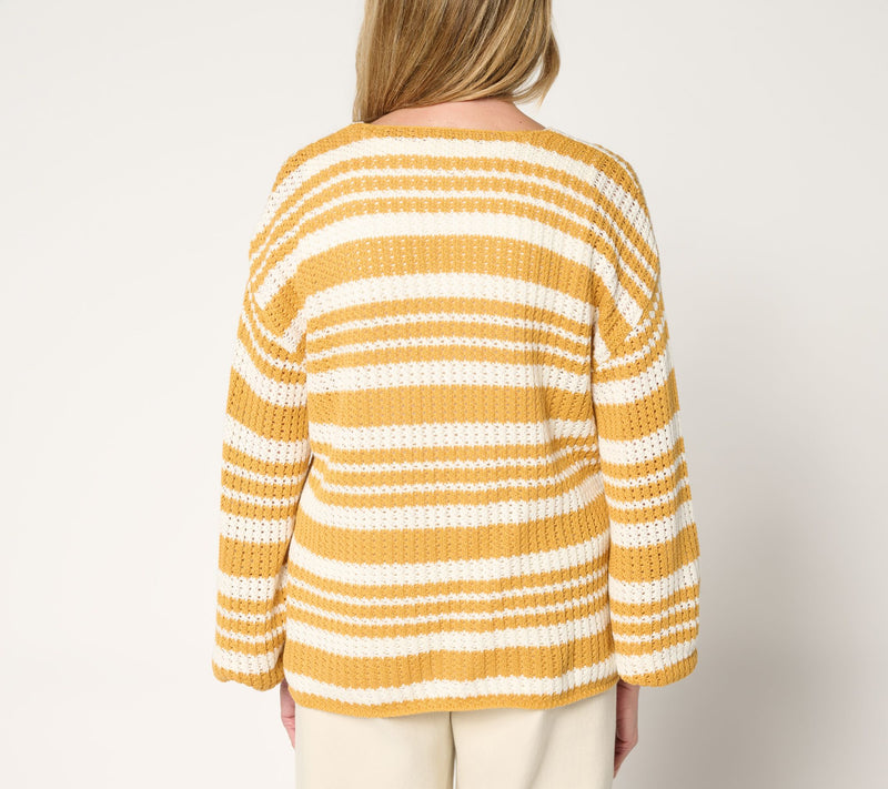 Me by Jennie Garth Hoppe Striped 100% Cotton Sweater — View 10