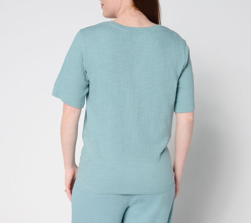 AnyBody Crinkle Knit Jersey Tie Front Tee — View 4