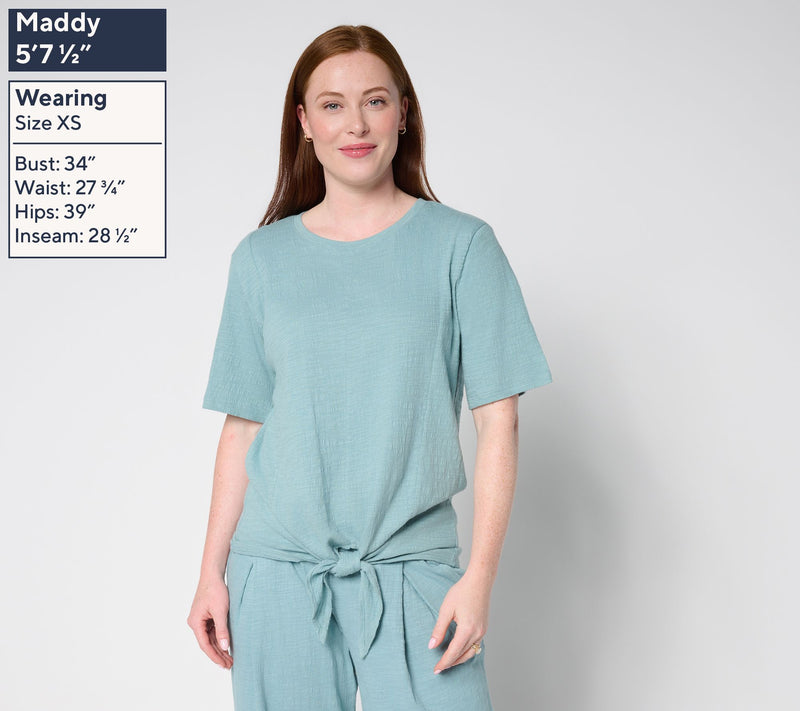 AnyBody Crinkle Knit Jersey Tie Front Tee — View 3
