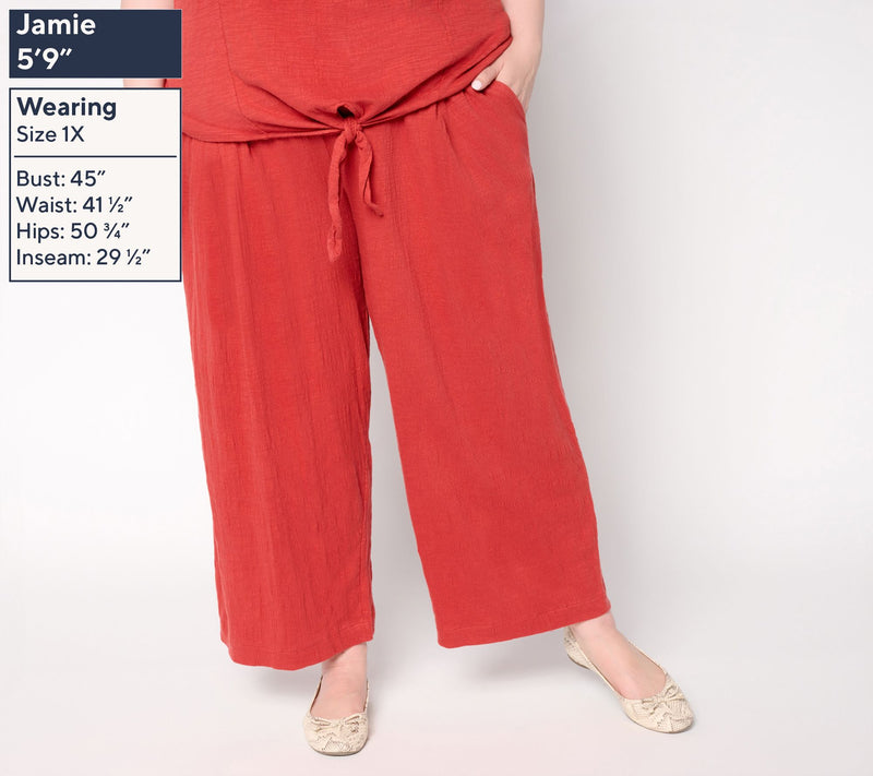 AnyBody Regular Crinkle Knit Jersey_Wide Leg Crop Pants — View 2