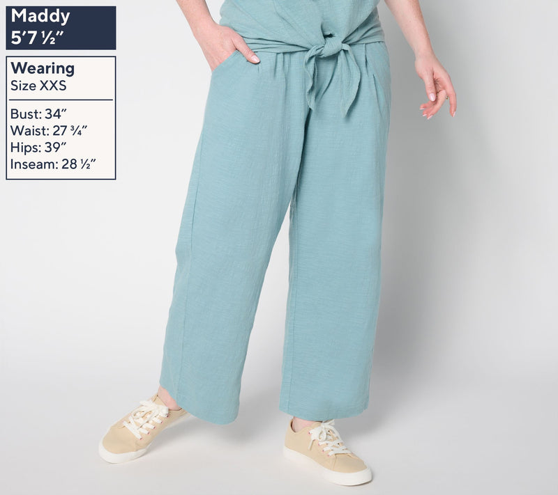 AnyBody Petite Crinkle Knit Jersey_Wide Leg Crop Pants — View 3