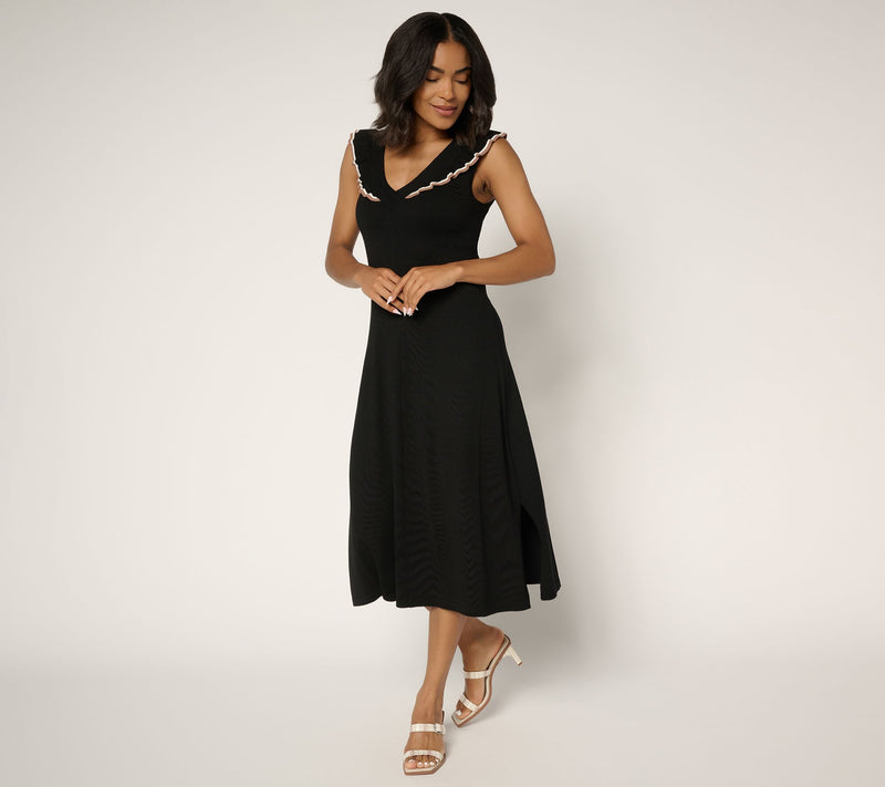 Me by Jennie Garth Regular Kelle Sweater Dress with Ruffle — View 7