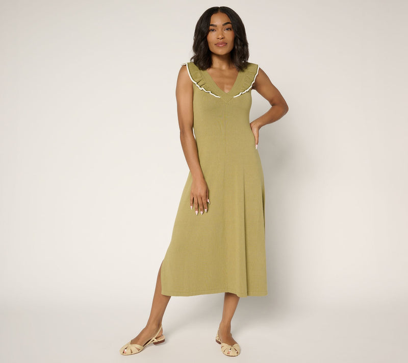 Me by Jennie Garth Regular Kelle Sweater Dress with Ruffle — View 3
