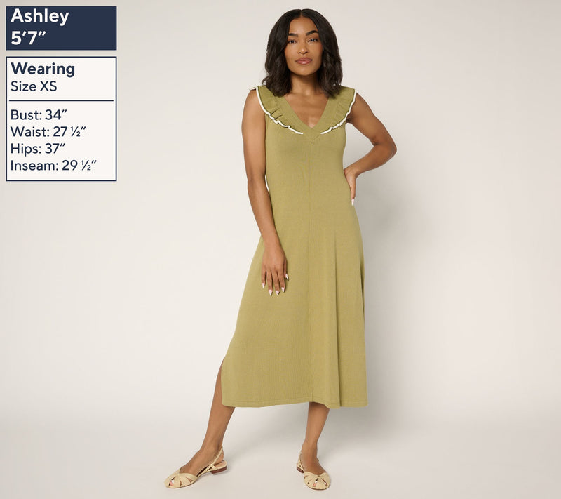 Me by Jennie Garth Regular Kelle Sweater Dress with Ruffle — View 9