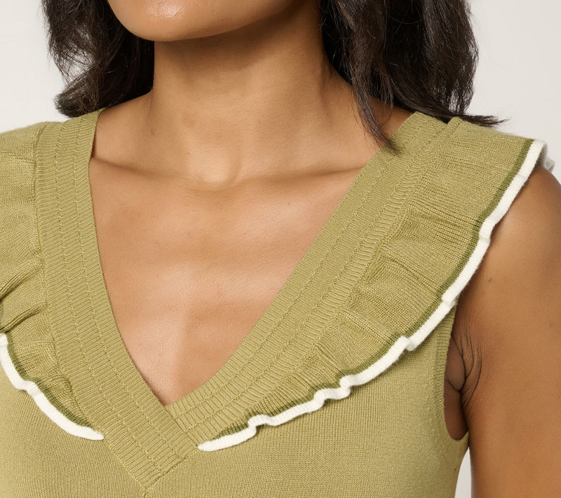 Me by Jennie Garth Regular Kelle Sweater Dress with Ruffle — View 11