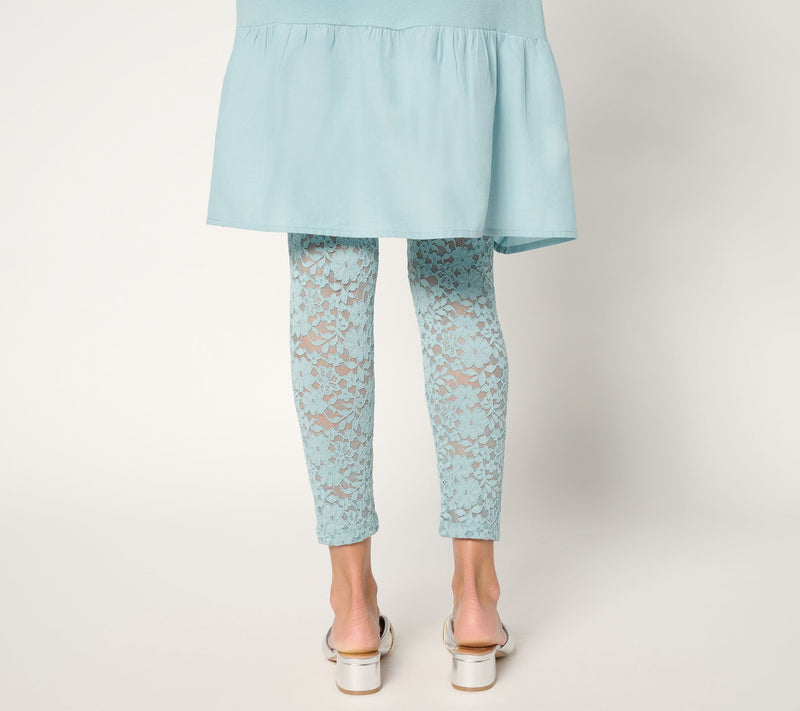 LOGO Layers by Lori Goldstein Petite Stretch Lace Leggings — View 3