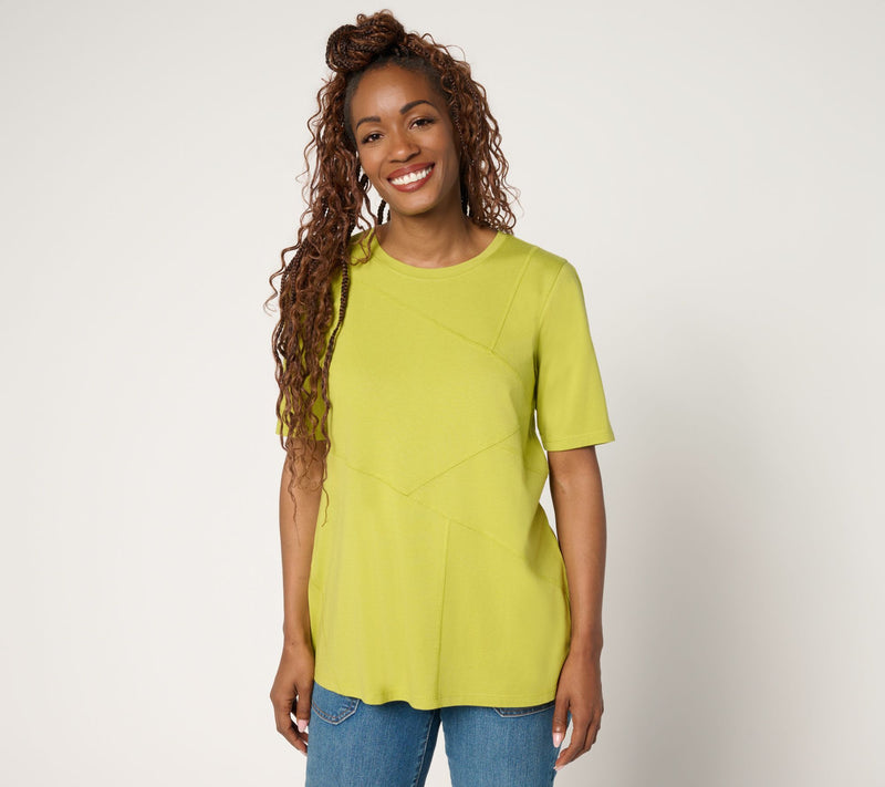 LOGO by Lori Goldstein Knit Patchwork Seam Top — Main view