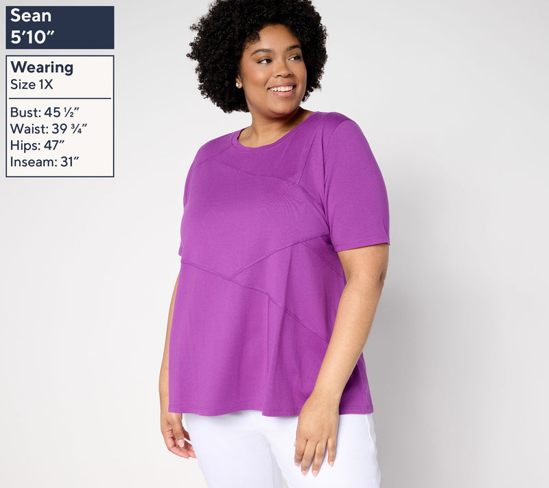 LOGO by Lori Goldstein Knit Patchwork Seam Top — View 2