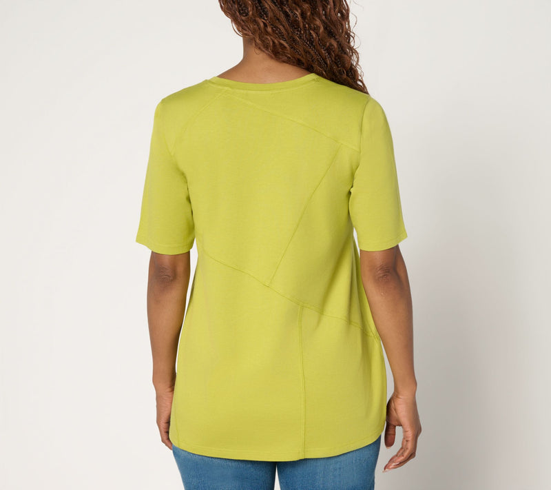 LOGO by Lori Goldstein Knit Patchwork Seam Top — View 4